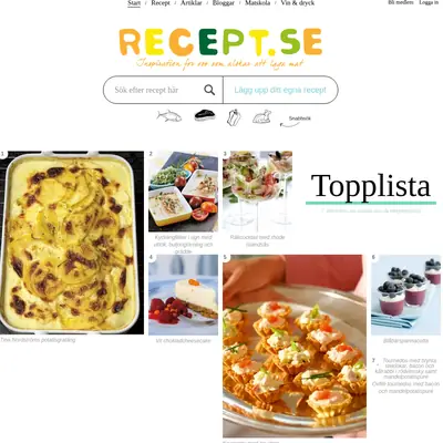recept.se startsida 2016