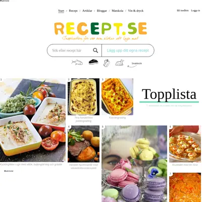 recept.se startsida 2017