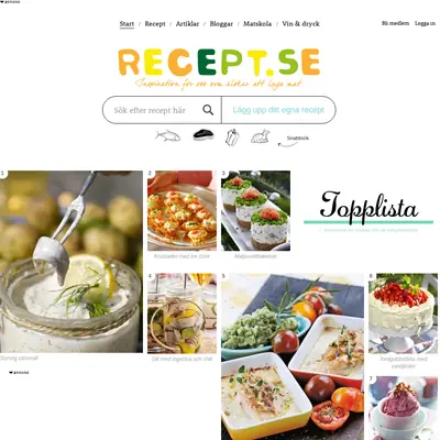 recept.se startsida 2019