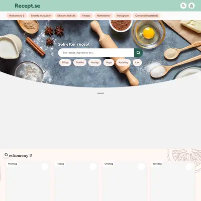 recept.se startsida 2025
