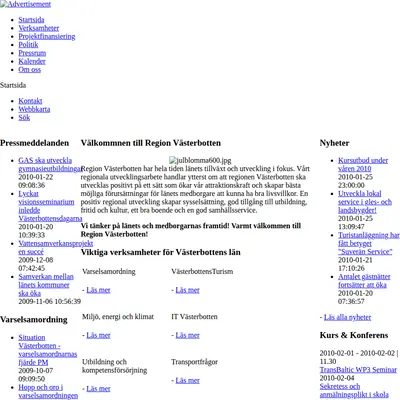 Region Västerbotten - Nyhetsbrev startsida 2010