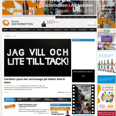 Region Västerbotten - Nyhetsbrev startsida 2015