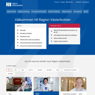 Region Västerbotten - Nyhetsbrev startsida 2023