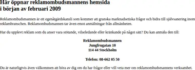 reklamombudsmannen.org startsida 2009