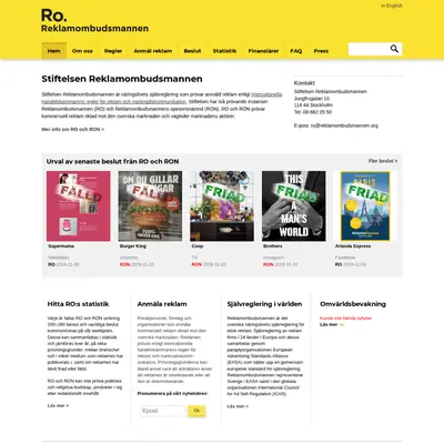 reklamombudsmannen.org startsida 2020