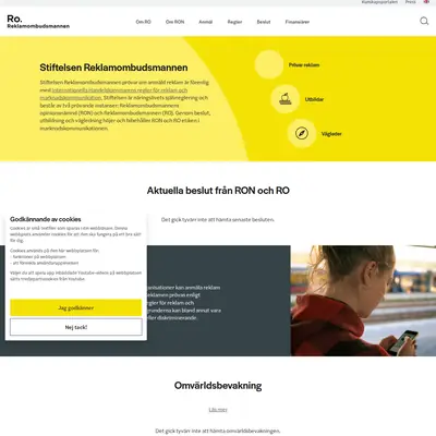 reklamombudsmannen.org startsida 2022