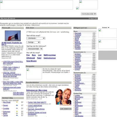 Resguide startsida 2001