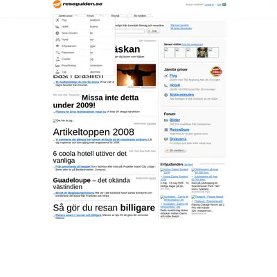 Resguide startsida 2009