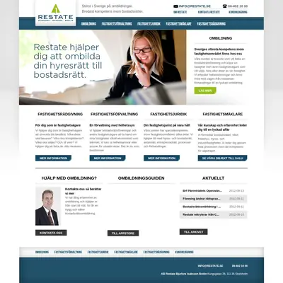 Restate Nyheter & Press startsida 2012