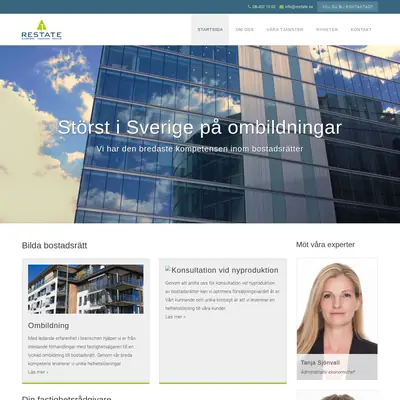 Restate Nyheter & Press startsida 2016