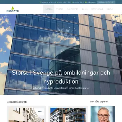 Restate Nyheter & Press startsida 2020