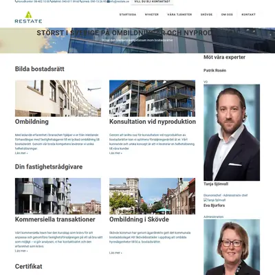 Restate Nyheter & Press startsida 2022