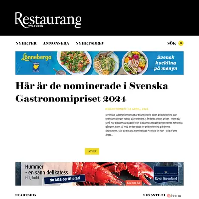 Restaurangvärlden startsida 2024