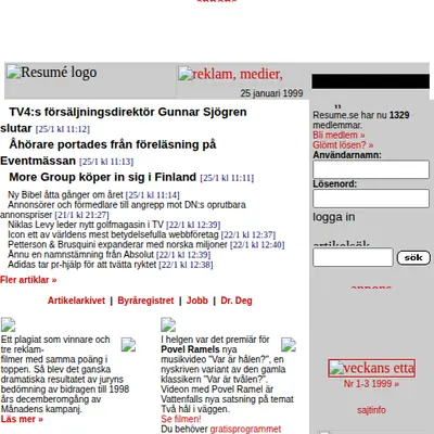 A Perfect Guide startsida 1999