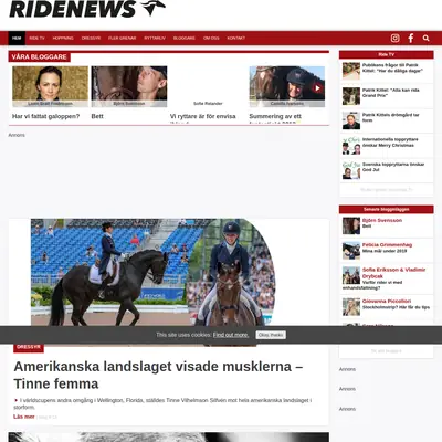 Ridenews.se startsida 2019