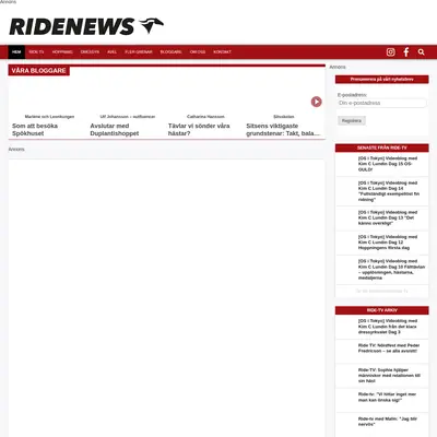 Ridenews.se startsida 2022