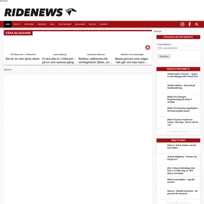 Ridenews.se startsida 2023