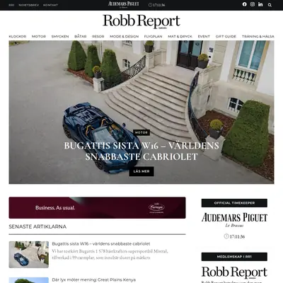 Robb Report startsida 2026