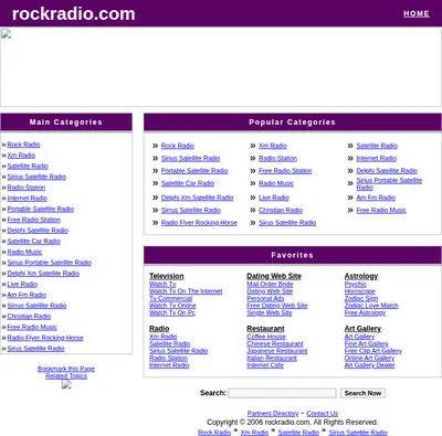 Rockradio startsida 2006