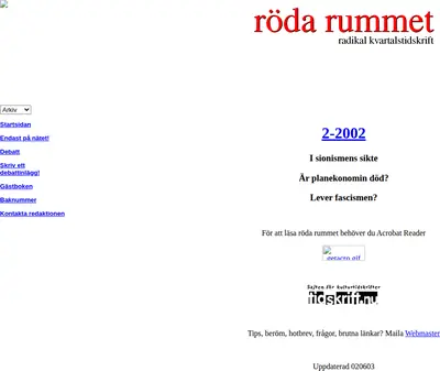 Röda Rummet startsida 2002