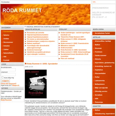 Röda Rummet startsida 2006