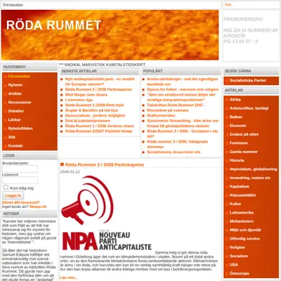 Röda Rummet startsida 2009