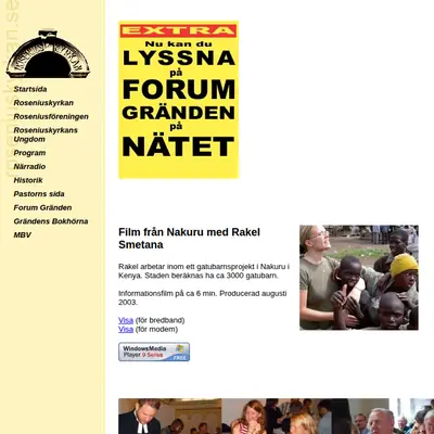 Radio Roseniuskyrkan startsida 2004
