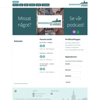 Radio Roseniuskyrkan startsida 2026