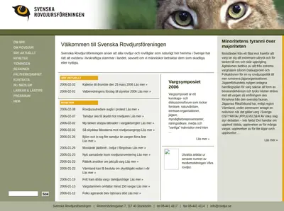 VÅRA ROVDJUR startsida 2006