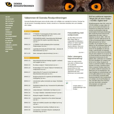VÅRA ROVDJUR startsida 2008