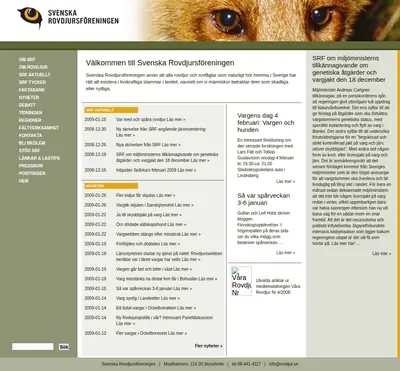VÅRA ROVDJUR startsida 2009