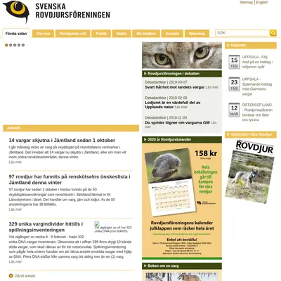 VÅRA ROVDJUR startsida 2020