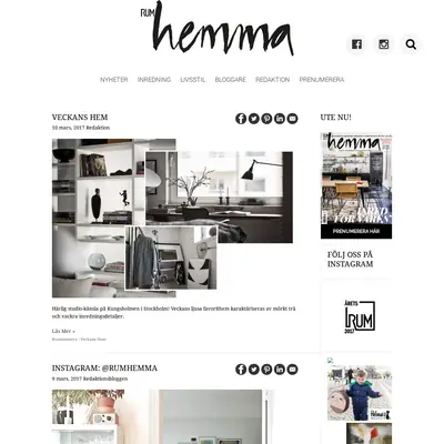 TIDNINGEN RUM HEMMA startsida 2017