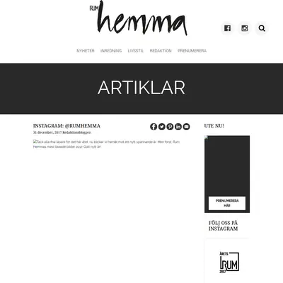 TIDNINGEN RUM HEMMA startsida 2018