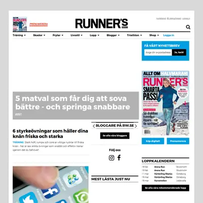 Runner´s World startsida 2017