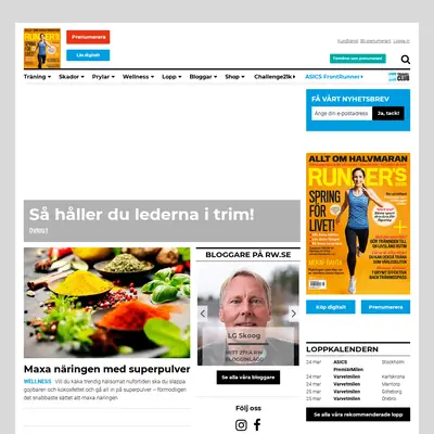 Runner´s World startsida 2018