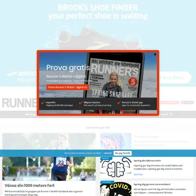 Runner´s World startsida 2020