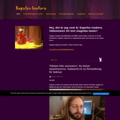 Sagofen Isadora Live startsida 2017