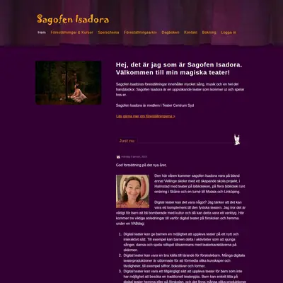Sagofen Isadora Live startsida 2023