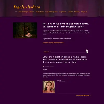 Sagofen Isadora Live startsida 2024