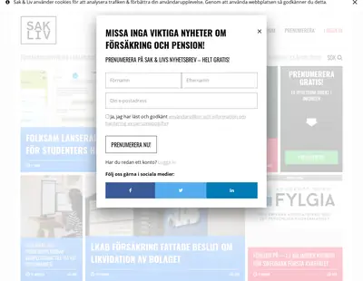 Sak & Liv startsida 2020