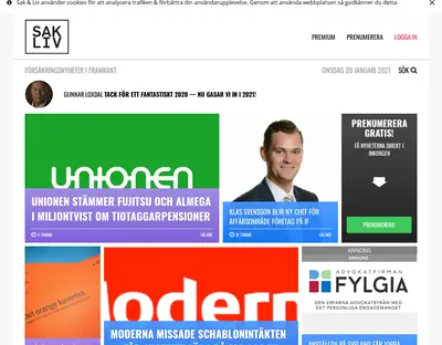 Sak & Liv startsida 2021