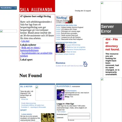 www.salaallehanda.com startsida 2001