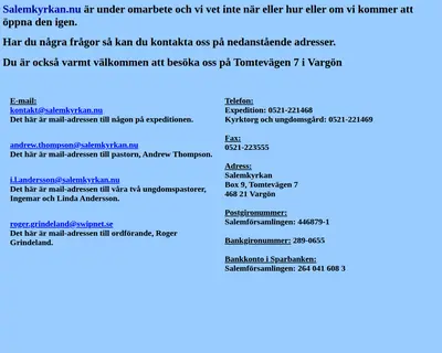 Salemkyrkan media Vargön startsida 2003