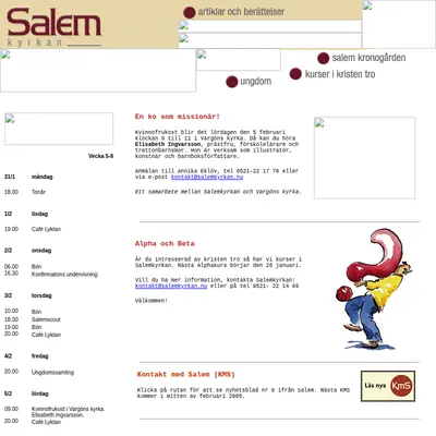 Salemkyrkan media Vargön startsida 2006