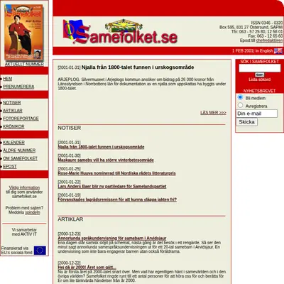 samefolket.se startsida 2001