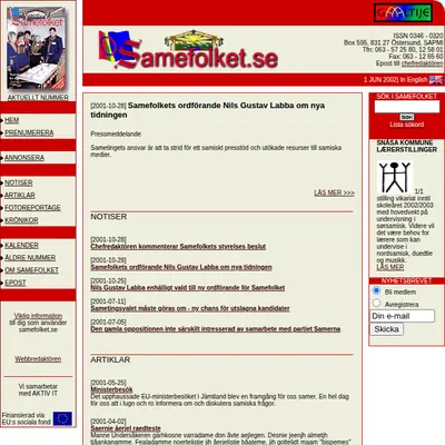 samefolket.se startsida 2002