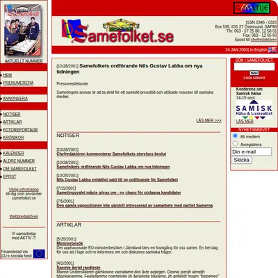 samefolket.se startsida 2003