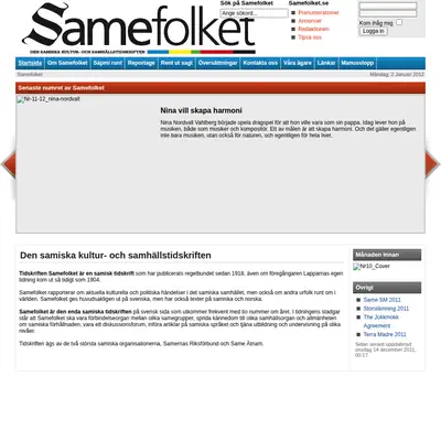 samefolket.se startsida 2012