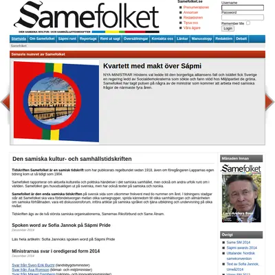 samefolket.se startsida 2015